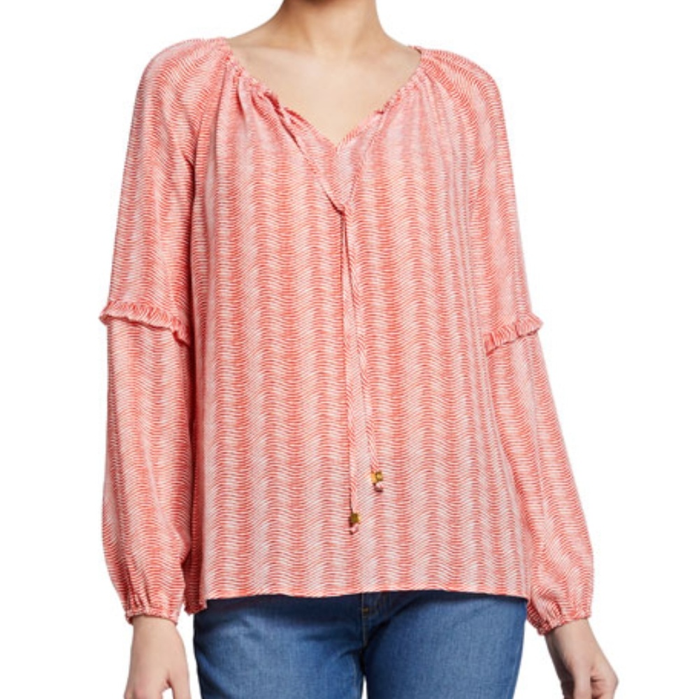Michael Kors gathered tie neck blouse small